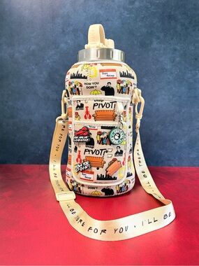 JUGGY Limited Edition Friends 74 oz Water Jug Bottle (Sleeve Strap Charms) As Is